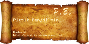 Pitrik Benjámin névjegykártya